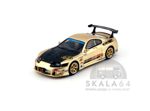 Model samochodu Toyota Supra MK4 A80 Top Secret GT300 Gold Carbon Hood w skali 1:64 - przód