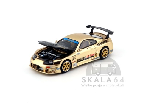 Model samochodu Toyota Supra MK4 A80 Top Secret GT300 Gold Carbon Hood w skali 1:64 - maska