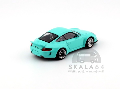 Model samochodu Porsche 911 RWB 997 Tiffany Blue w skali 1:64 - tył