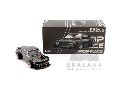Model samochodu Nissan Skyline GT-R V8 Drift Hakosuka Dark Chrome w skali 1:64 - pudełko