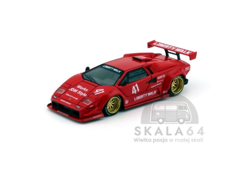 Model samochodu Lamborghini Countach LB-WORKS Liberty Walk Red w skali 1:64 - przód