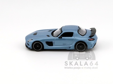 Model samochodu Mercedes-Benz SLS AMG Coupe Black Series Matte Blue w skali 1:64 - bok