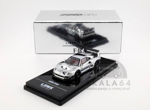 Model samochodu LBWK Ferrari F40 Liberty Walk Chrome Silver w skali 1:64