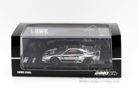 Model samochodu LBWK Ferrari F40 Liberty Walk Chrome Silver w skali 1:64 - pudełko