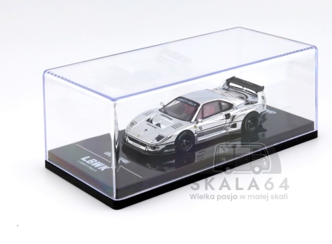 Model samochodu LBWK Ferrari F40 Liberty Walk Chrome Silver w skali 1:64 - gablotka