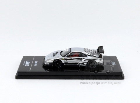 Model samochodu LBWK Ferrari F40 Liberty Walk Chrome Silver w skali 1:64 - bok