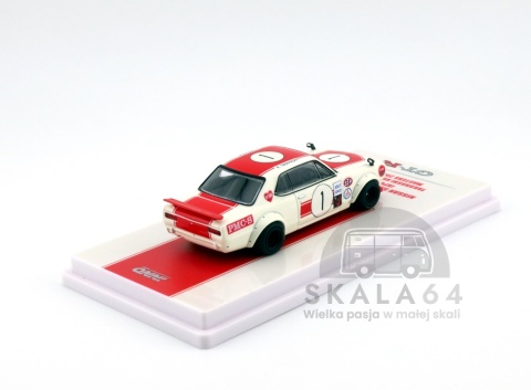 Model samochodu Nissan Skyline 2000 GT-R KPGC10 #1 Takahashi Kunimitsu Fuji Masters 250 km 1971 White / Red w skali 1:64 - tył