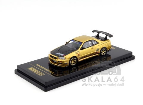Model samochodu Nissan Skyline GT-R R34 Top Secret Gold w skali 1:64 - przód