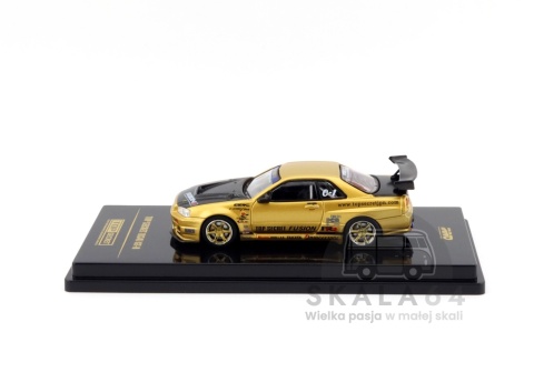 Model samochodu Nissan Skyline GT-R R34 Top Secret Gold w skali 1:64 - bok