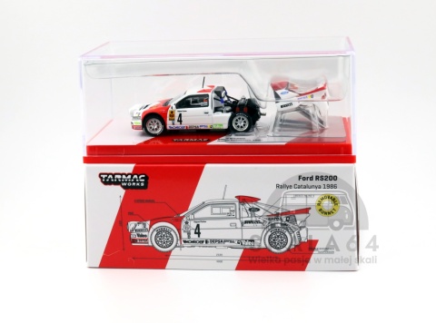 Model samochodu Ford RS200 Rallye Catalunya 1986 #04 Zanini Autet w skali 1:64 - pudełko