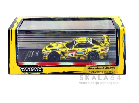 Model samochodu Mercedes-AMG GT3 Nurburgring 2023 Ellis Marciello Mortara Stolz #4 w skali 1:64 - pudełko
