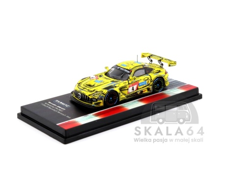 Model samochodu Mercedes-AMG GT3 Nurburgring 2023 Ellis Marciello Mortara Stolz #4 w skali 1:64 - przód