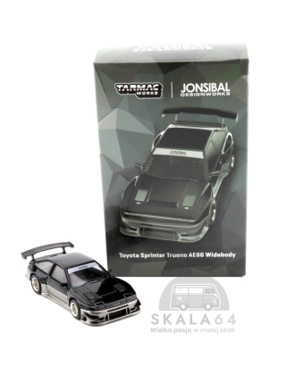 TARMAC WORKS Toyota Sprinter Trueno AE86 Widebody Black / Grey JONSIBAL Designworks 1:64