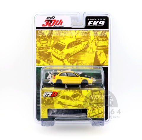 Model samochodu Honda Civic EK9 Yellow Initial D Diorama Set Series w skali 1:64