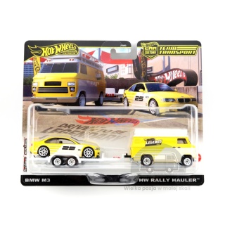 HOT WHEELS Premium Car Culture Team Transport Legends Tour BMW M3 E46 & Rally Hauler JFM93 1:64 Na Dzień Dziecka