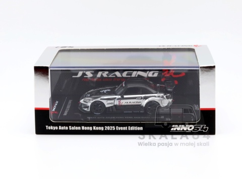 Model samochodu Honda S2000 J'S Racing Chrome Silver Tokyo Auto Salon Hong Kong 2025 w skali 1:64 - pudełko