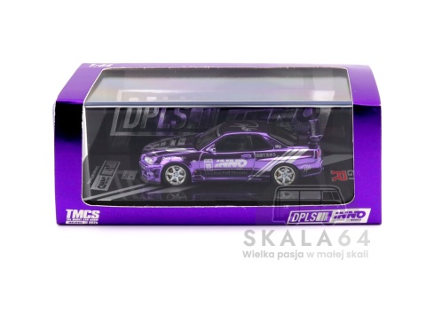 Model samochodu Nissan Skyline GT-R R34 Purple Chrome DPLS x INNO64 TMCS25 w skali 1:64 - pudełko