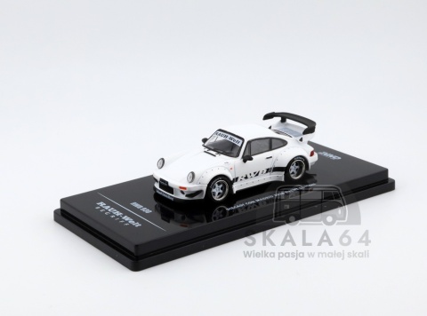 Model samochodu Porsche 911 RWB 930 Matt White Diecast Con Madrid 2026 Event Edition 2026 w skali 1:64 - przód