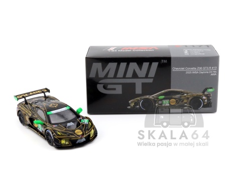 Model samochodu Chevrolet Corvette Z06 GT3.R #13 2025 IMSA Daytona 24 Hrs AWA w skali 1:64 - pudełko