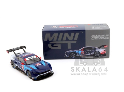 Model samochodu Ford Mustang GT3 #64 2024 IMSA Daytona 24 Hrs Ford Multimatic Motorsports  w skali 1:64 - pudełko