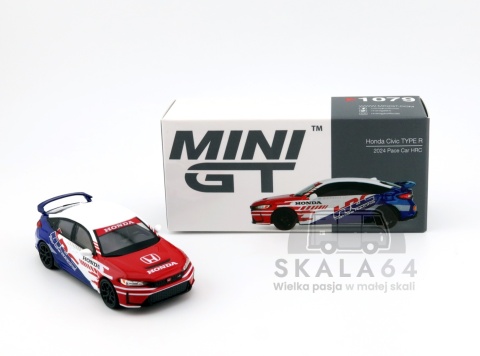 Model samochodu Honda Civic Type R 2024 Pace Car HRC w skali 1:64 - kartonik
