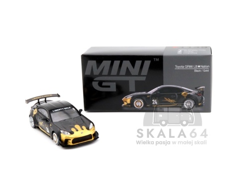 Model samochodu Toyota GR86 LB Nation Black / Gold w skali 1:64 - pudełko