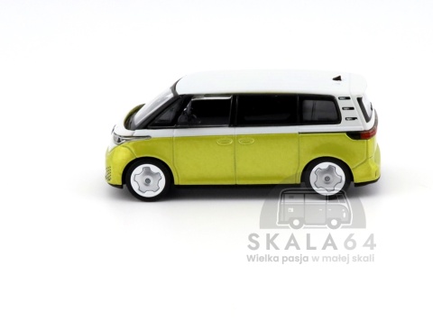 Model samochodu Volkswagen VW ID. Buzz Candy White / Pomelo Yellow w skali 1:64 - bok