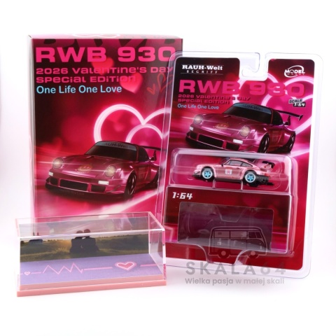 Model samochodu Porsche 911 RWB 930 Pink Valentine's Day Special Edition w skali 1:64 - zestaw