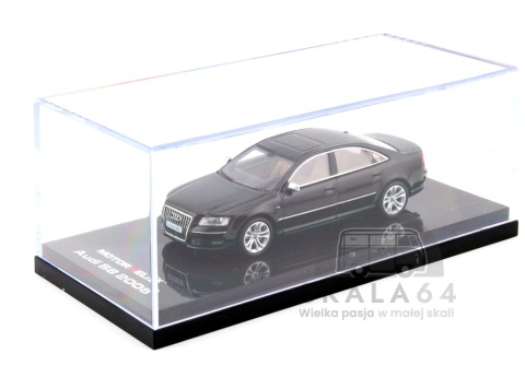 Model samochodu Audi A8 L W12 Quattro 2008 Brilliant Black w skali 1:64 - gablotka