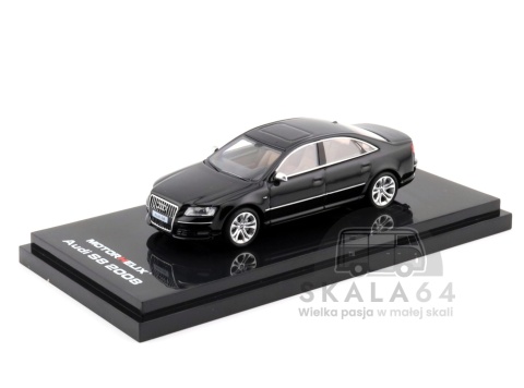 Model samochodu Audi A8 L W12 Quattro 2008 Brilliant Black w skali 1:64 - przód