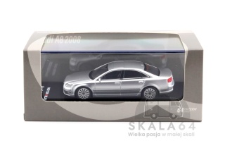 MOTORHELIX Audi A8 L W12 Quattro 2008 Ice Silver Metallic 1:64