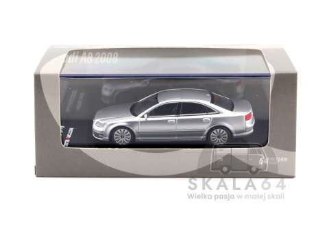 MOTORHELIX Audi A8 L W12 Quattro 2008 Ice Silver Metallic 1:64