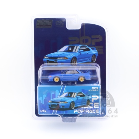 POP RACE Nissan Skyline GT-R BNR32 R32 Bayside Blue Enigma Exclusive Edition #009 1:64