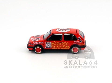 Model samochodu Volkswagen VW Golf GTi MK2 Team Demon Tweeks BTCC 1988 w skali 1:64 - bok
