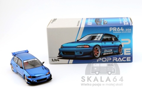 POP RACE PR64-206 Honda Pandem Civic EG6 Blue Chrome PR64-0206 1:64
