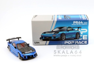 POP RACE PR64-223 Mazda RX7 Re Amemiya Widebody Blue Chrome PR64-0223 1:64
