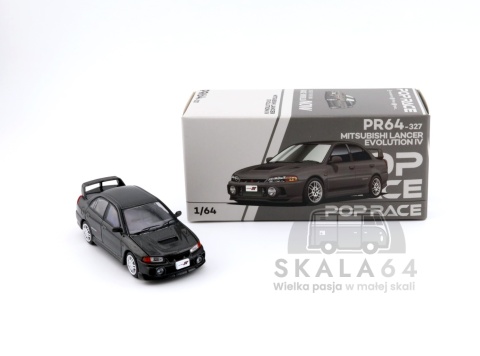 Model samochodu Mitsubishi Lancer Evolution EVO IV Dark Grey w skali 1:64 - pudełko