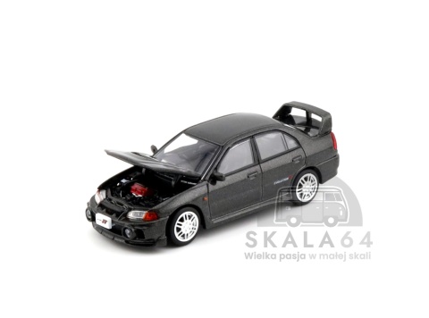 Model samochodu Mitsubishi Lancer Evolution EVO IV Dark Grey w skali 1:64 - maska