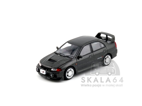 Model samochodu Mitsubishi Lancer Evolution EVO IV Dark Grey w skali 1:64 - przód
