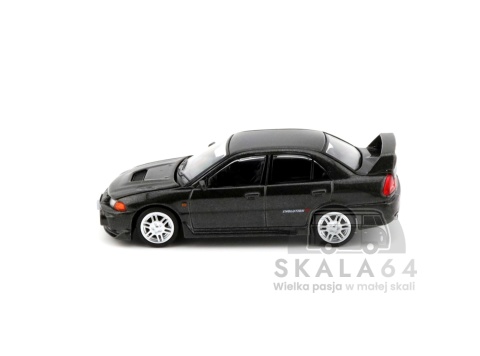 Model samochodu Mitsubishi Lancer Evolution EVO IV Dark Grey w skali 1:64 - bok