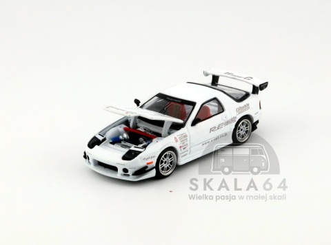Model samochodu Mazda RX7 FC3S Re Amemiya White w skali 1:64 - maska