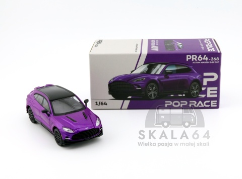 Model samochodu Aston Martin DBX 707 Storm Purple w skali 1:64 - pudełko