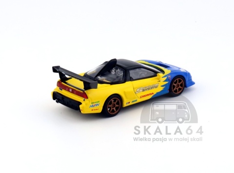 Model samochodu Honda NSX R GT Spoon Sports Yellow Blue w skali 1:64 - tył