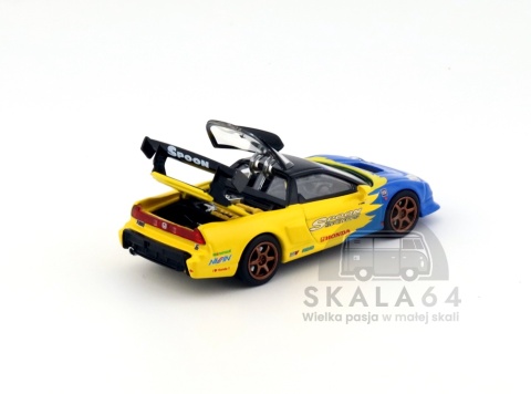 Model samochodu Honda NSX R GT Spoon Sports Yellow Blue w skali 1:64 - elementy