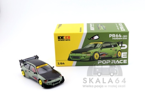 Model samochodu Pandem Honda Civic EG6 Sharkmouth Dark Green IDE Indonesia DieCast Expo 2025 w skali 1:64 - pudełko