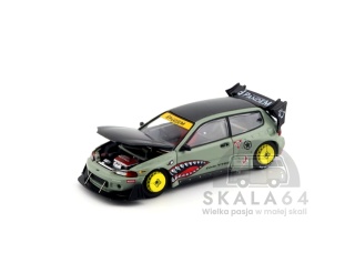 POP RACE PR64-383 Pandem Honda Civic EG6 Sharkmouth Dark Green IDE Indonesia DieCast Expo 2025 PR640383 1:64