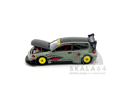 Model samochodu Pandem Honda Civic EG6 Sharkmouth Dark Green IDE Indonesia DieCast Expo 2025 w skali 1:64 - maska
