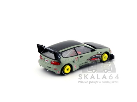 Model samochodu Pandem Honda Civic EG6 Sharkmouth Dark Green IDE Indonesia DieCast Expo 2025 w skali 1:64 - tył