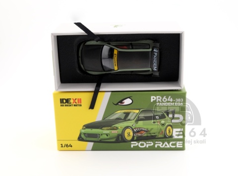 Model samochodu Pandem Honda Civic EG6 Sharkmouth Dark Green IDE Indonesia DieCast Expo 2025 w skali 1:64