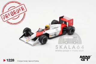 PREORDER MINI GT MGT01228-L 1988 McLaren MP4/4 #12 Ayrton Senna Canadian Grand Prix Winner, red/white